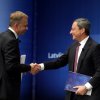 Latvijas Bankas prezidents Ilmārs Rimšēvičs un Eiropas Centrālās bankas prezidents Mario Dragi