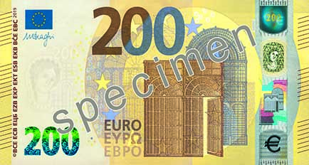 ECB 200euro Banknote front ECB specimen