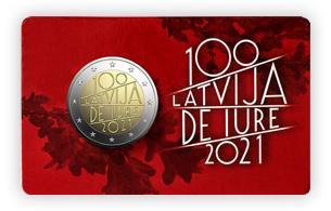 2 eiro piemiņas monēta "LAtvija de iure 100"