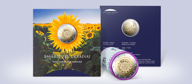 Commemorative coin Sunflower for Ukraine in a coin card and in a roll